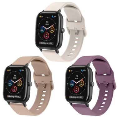 Imagem de ViCRiOR Pulseiras de relógio compatíveis com Amazfit GTS 4/GTS 4 Mini/GTS 3/GTS 2/GTS 2e/GTS 2 mini/GTS/Active, pacote com 3 pulseiras de silicone macio de substituição para Amazfit Bip 3 Pro/Bip/Bip