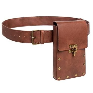 Imagem de SUMGOGO Bolsa de cinto retrô feminina pochete suporte para celular steampunk medieval renascentista acessório de fantasia, Marrom, Standard, Renascimento medieval Steampunk