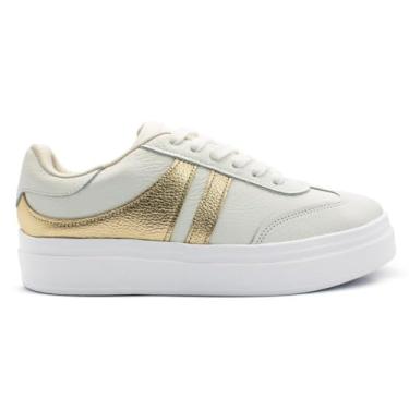 Imagem de Tênis Usaflex Feminino Em Couro Salto Plataforma Casual Branco Al1004002 34