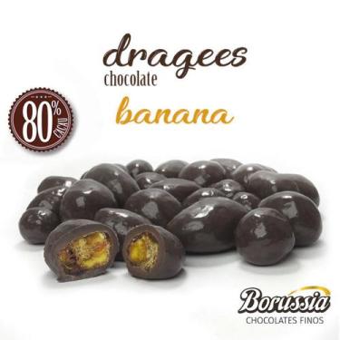 Imagem de Confeito De Banana Com Chocolate 80% Cacau 120G Borússia Chocolates -