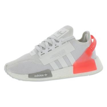 Imagem de adidas Tênis feminino NMD R1 V2 GS tamanho 5, cor: branco/coral/cinza, Branco/Coral/Cinza, 18