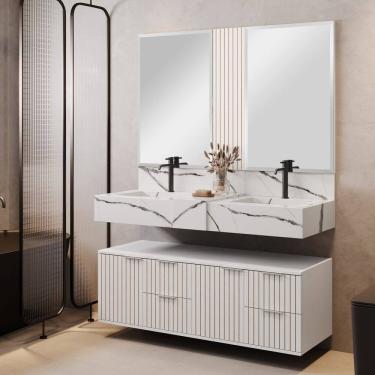 Imagem de Bancada em Porcelanato 120cm com Cuba Esculpida Ripy Calacata