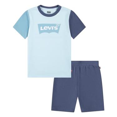 Imagem de Levi's Conjunto de 2 peças de camiseta e shorts para bebês meninos, Clearwater/Batwing, Medium