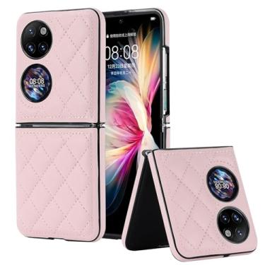 Imagem de Capa para celular Huawei Pocket 2, couro macio com padrão de luxo, antichoque, fina, estilo moderno (rosa)