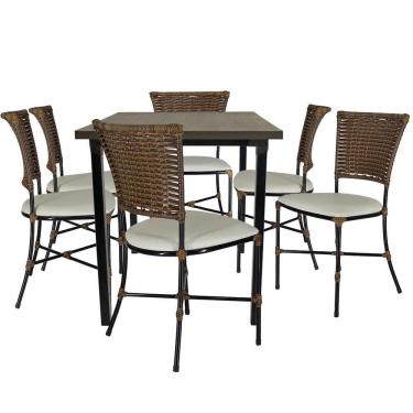 Imagem de 6 Cadeiras Gramado Argila Jantar Mesa Jogo De Jardim