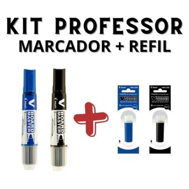 Imagem de Kit 2 Marcadores Para Quadro Branco + Refil Pilot V-board Master