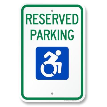 Imagem de SmartSign Placa ISA aprovada pela NY de 45,7 x 30,5 cm com símbolo, para estacionamento reservado para deficientes, composto de alumínio de 120 mm (ACM), material reflexivo de grau de engenheiro,