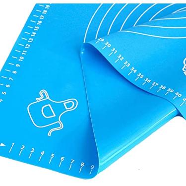 Imagem de Tapete de silicone para assar com medidas, rolo de pastelaria, tapete de balcão, tapete de massa de massa, forro de forno, (63,5 cm x 45,7 cm, azul)