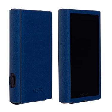 Imagem de MITER CASE Compatível com Sony Walkman NW-A307 A306 A303 A300, capa feita à mão Itália PU para série A300 (azul marinho)