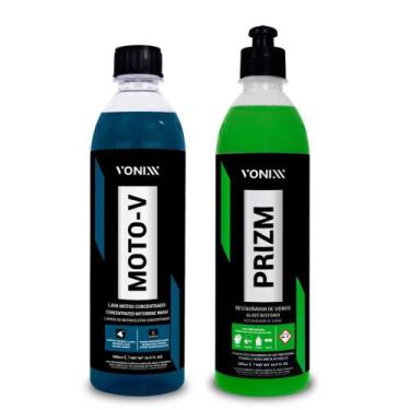 Imagem de Kit Shampoo Moto-V 500ml + Removedor de Chuva Ácida Prizm 500ml Vonixx