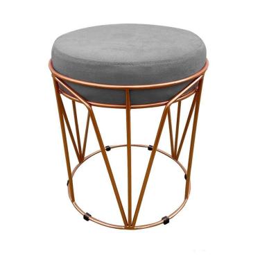 Imagem de Puff Multiuso Com Mesa 2 Em 1 Suede Grafite Base Cobre