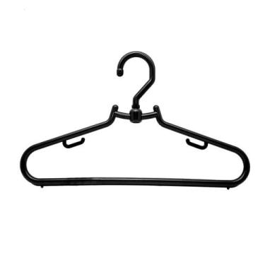 Imagem de Kit 20 Cabides Adulto Preto Polipropileno Giratório 41cm Atacado Para 