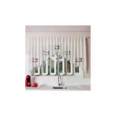 Imagem de Cortina para Cozinha Interlar 300x100 cm Renda Cascata Grão de Café Ma