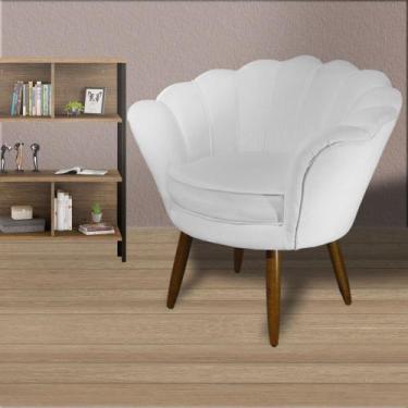 Imagem de Poltrona Decorativa Estofada Para Quarto Closet Pétala Suede Branco - 