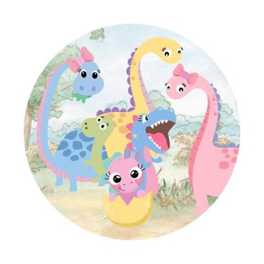 Imagem de Painel de Tecido Sublimado Dino Dinossauros Cute Coloridos Candy Color