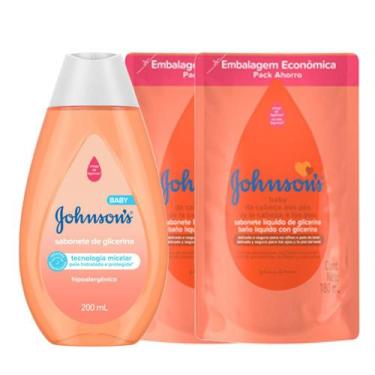 Imagem de Kit Sabonete Líquido Johnson's Baby Cabeça aos Pés: 2 Refil 180ml + 1 