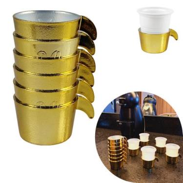 Imagem de Conjunto Copete 6 Porta Copos Descartavel Cantinho Cafe Plastico Doura