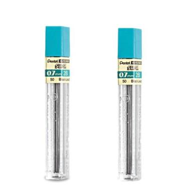 Imagem de Kit 2 Grafites 2b 0.7mm 24 Grafites Hi Polymer Super Pentel, Azul