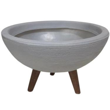 Imagem de Vaso Bacia Com Tripé De Madeira 30cm Para Plantas E Flores - Alpe & Ar
