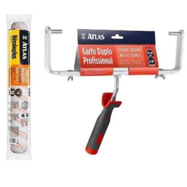 Imagem de Kit Pintura Pro Duplo 46cm Suporte Garfo + Rolo Lã Rendeplus Atlas