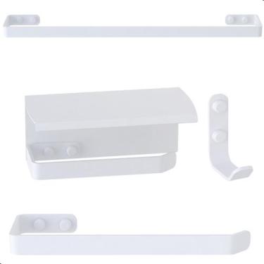 Imagem de Kit Acessórios Para Banheiro Branco 4 Peças Zmt - MetalCromo
