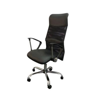 Imagem de Poltrona Tela Mesh Alta Preta Base Cromada - 15204 - Sun House