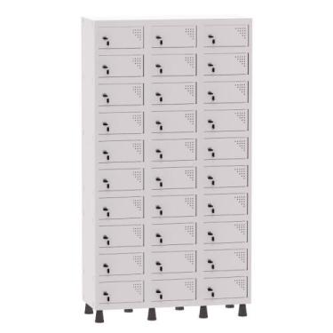 Imagem de Armário Porta Objetos de Aço 3 Vãos 30 Portas Fechadura Pandin 1,90 m 