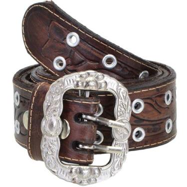 Imagem de Cinto de Couro Country Estampado 502 LU01 - CLACLE, Marrom, 130cm