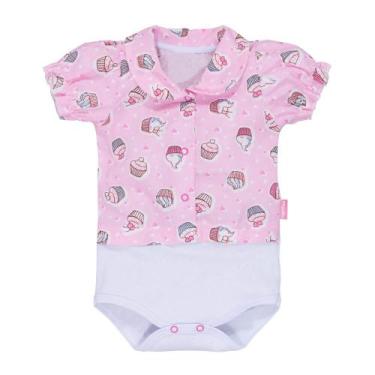 Imagem de Body para bebê menina camisa curta cupcake rosa claro - Era Uma Vez, 3