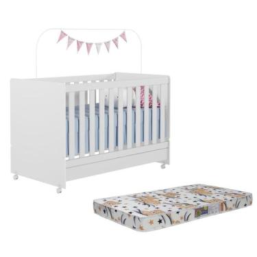 Imagem de Berço Mini Cama Americano Encanto com Rodízios e Colchão - Peternella,