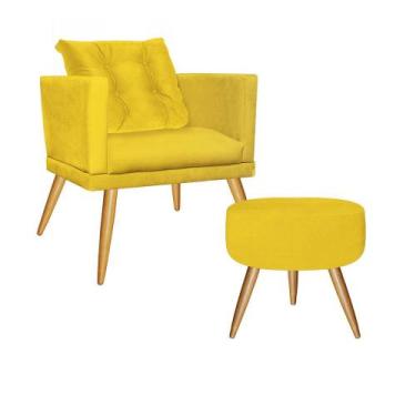 Imagem de Kit Poltrona Com Almofada e Puff Lucia Confort Sala Recepção Escritóri