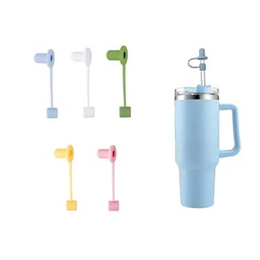 Imagem de Kaya Capas de palha de silicone minimalistas, capas reutilizáveis e expansíveis de canudos de até 10 mm