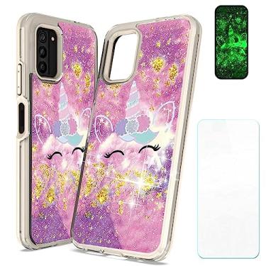 Imagem de Capa para Nokia G100 compatível com Nokia G100 Capa de telefone N150DL [com protetor de tela de vidro temperado][PC rígido + silicone macio][glitter dourado + luminosa] JSF-DJS