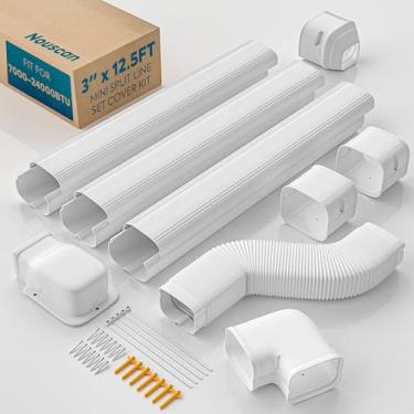 Imagem de Nouscan Conjunto de capa de mini linha dividida de 7,6 cm com duto flexível, kit de cobertura decorativa de tubo de polipropileno atualizado, pode ser pintado para mini divisão, ar condicionado, AC