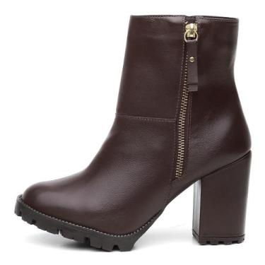 Imagem de Bota Coturno Feminina Couro Zíper Cano Médio Lisa Casual - Valentina K