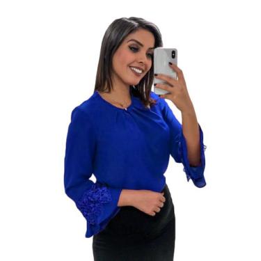 Imagem de Blusa moda evangélica plus size manga 3/4 barata sku: bmlp10 - R.S MOD