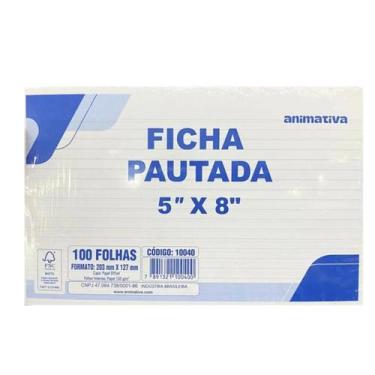 Imagem de Ficha Pautada 5x8 100 Fls Papel Offset 150g (203mm x 127mm) - São Domi