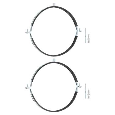 Imagem de uxcell 2 peças de braçadeira de suporte de tubo ajustável, suporte de tubo de ferro galvanizado de 254 mm para montagem no teto de parede com parafuso e tubo de expansão para tubo de tubo