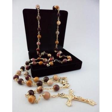 Imagem de Terço jaspe australiano 8mm - folh. ouro - armazem