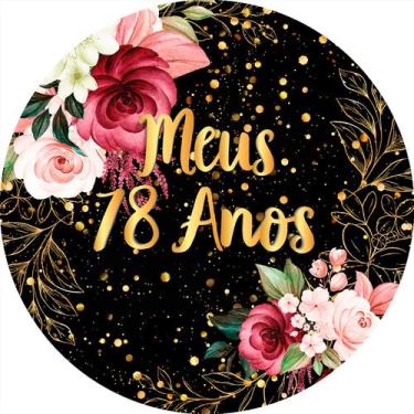 Imagem de Painel De Festa Redondo 1,50x1,50 - Meus 78 Anos Floral 111 - Via Core