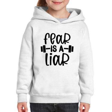 Imagem de Moletom Infantil Fear Is A Liar - Foca na Moda, Branco, 8