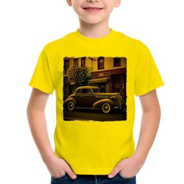 Imagem de Camiseta Infantil Carro antigo na cidade - Foca na Moda, Amarelo, 8
