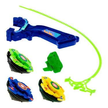 Imagem de 03 Pião Giro Batalha + Lançador Tornado Brinquedo Infantil - Art Brink