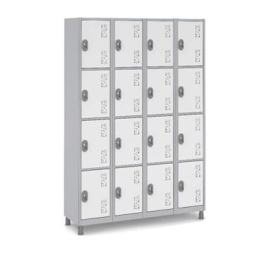 Imagem de Armario Multiuso de Aço 16 Portas  Guarda Volumes - W3, BRANCO