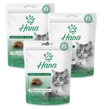 Imagem de Petisco Snack Hana Gato Adulto Pelo e Pelo 60g kit 3un