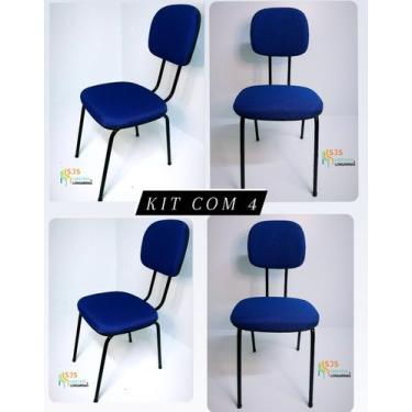 Imagem de Cadeira secretária fixa pé palito/Azul kit com 4 - SJS