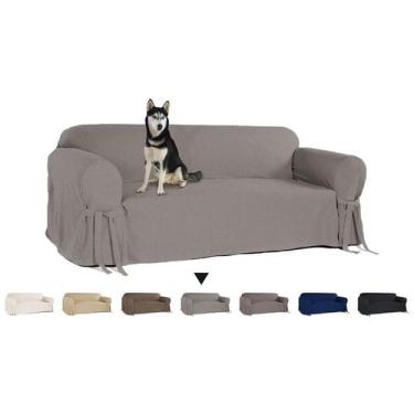 Imagem de Capa Protetora para Sofá de 4 Lugares em Gorgurão Decorativa Pet Práti