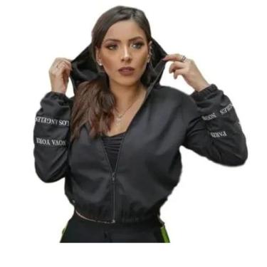 Imagem de Jaqueta Corta vento feminino Blogueira - M K Shop, Preto, G