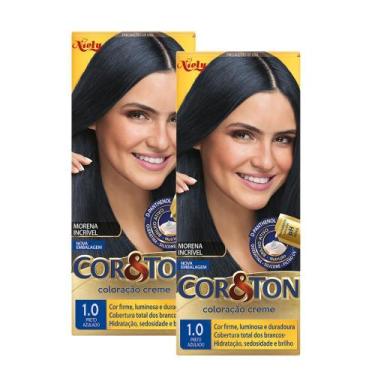 Imagem de Kit 2 Coloração Niely Cor&Ton Preto Azulado 1.0 - Cor & Ton