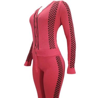Imagem de Conjunto Feminino Tricot Quadr - Katlen Tricot, Pink, Único